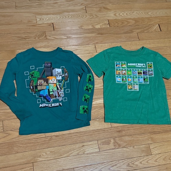 Minecraft Other - Bundle of Kids Green Long Sleeve and Short Sleeve Minecraft T-Shirts
